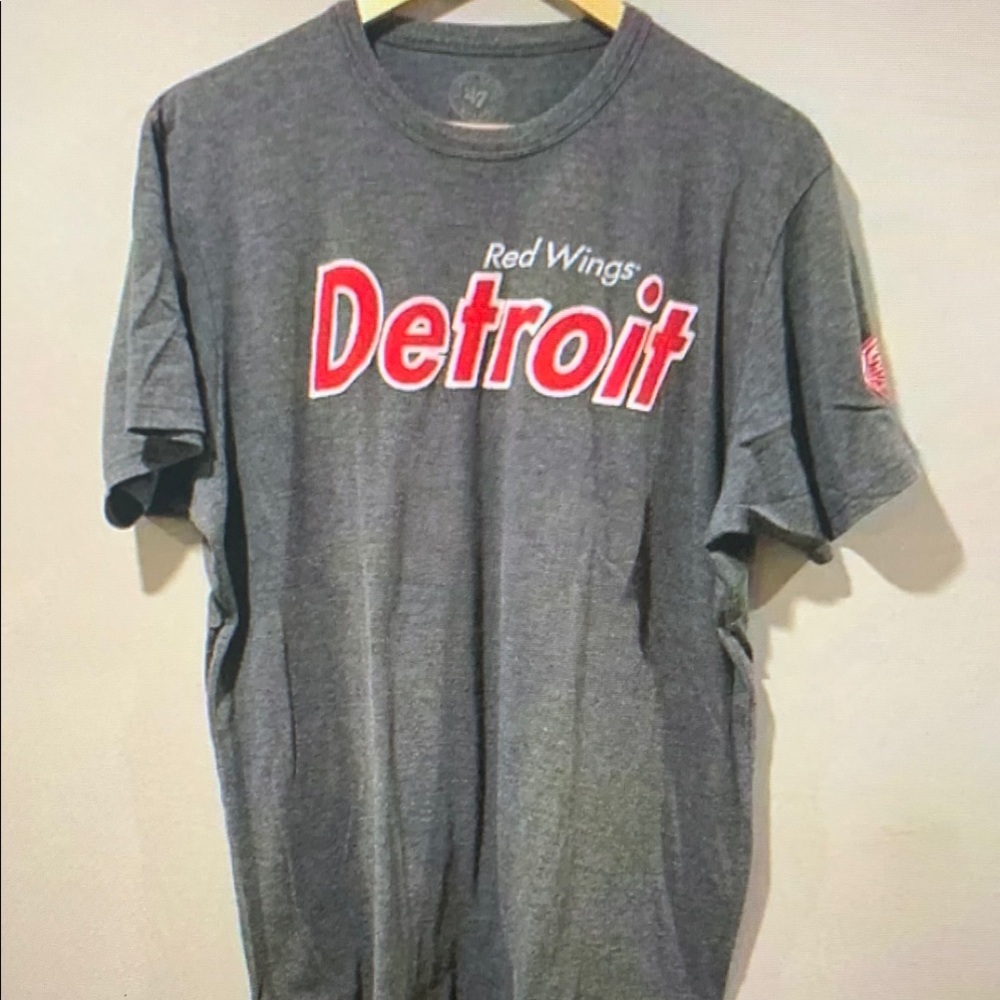 47 Brand Gray Detroit Red Wings Tee